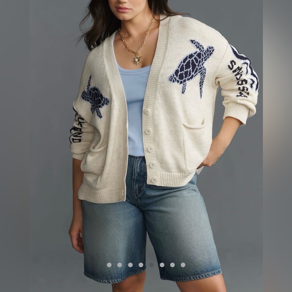 Anthropologie Pilcro Relaxed Sea Turtle Cardigan NWT! - Picture 2 of 16